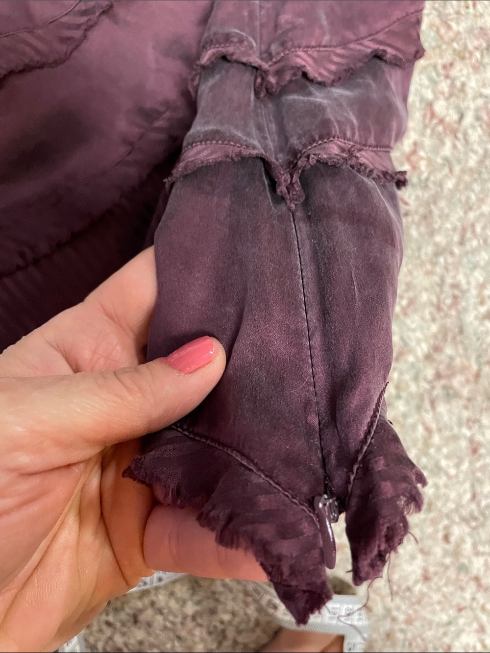 Danier 100% Silk  Plum V-Neck Ruffled Tank Top - Picture 6 of 7